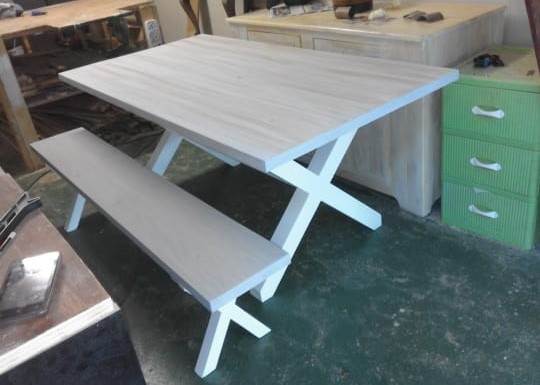 Freshly finished with whitewash top and white base