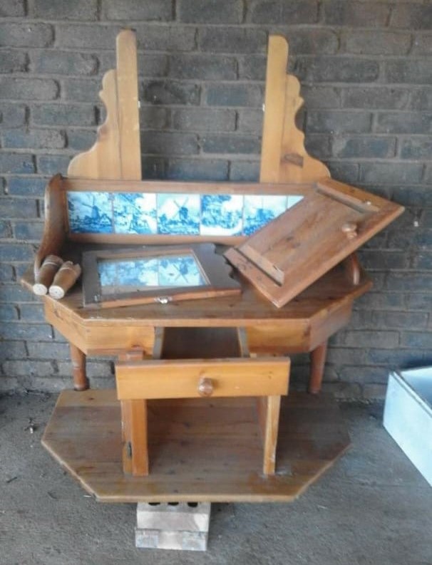 Before restoration - dull unfinished wood