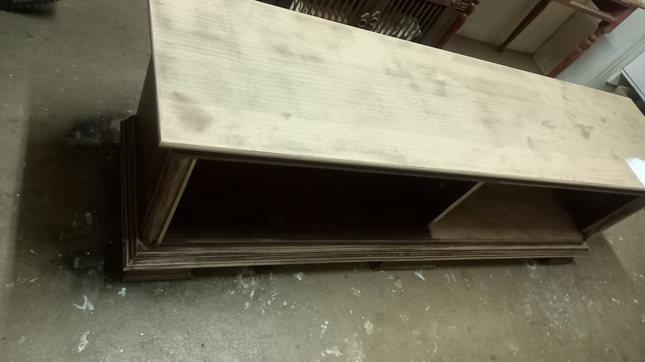 Console during refinishing showing progress