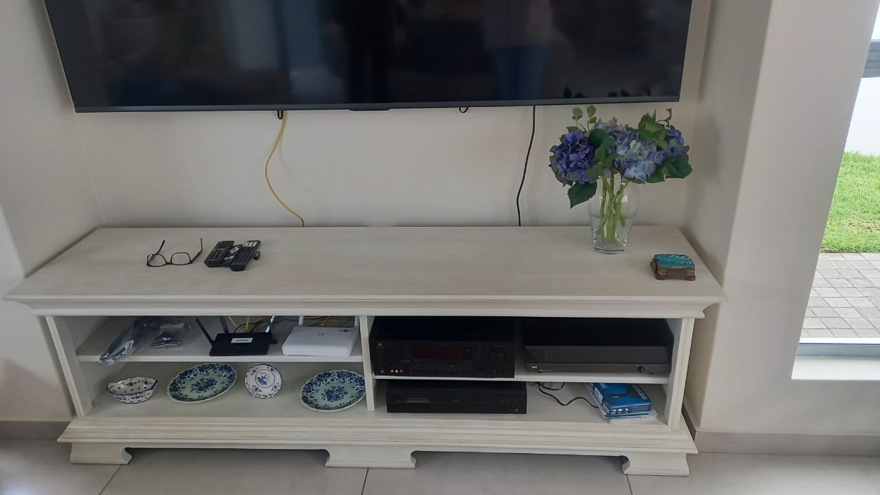 TV Console Whitewash - Installed in Home